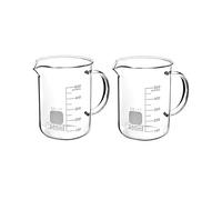 QWORK® 2 Pièces Gradué Borosilicate Bécher De Verre avec anse, gradués 500 ml