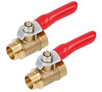 QWORK® 2 pièces Interrupteur d'arrêt à 180 degrés en laiton pour robinet à boisseau sphérique, BSPT mâle 1/4" x BSP femelle 1/4", interrupteur d'arrêt à 180 degrés.