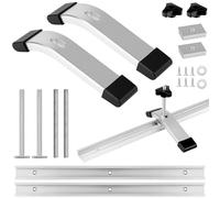 QWORK® 2 Pièces M8 T rail de guidage, 40 cm rail de glissement en aluminium avec anneau en acier inoxydable et corps de plaque de pression, pour scie de table et usinage du bois
