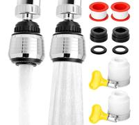 QWORK® 2 Pièces mousseur robinet, économiseur d'eau réglable 360° pour robinet de cuisine, mousseur robinet 2 modes avec connecteurs universel