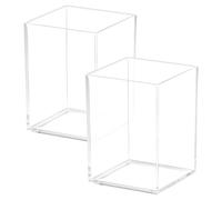 QWORK® 2 Pièces pots à pinceaux de maquillage en acrylique, porte-crayons, organisateurs de bureau transparents pour le bureau, la salle de classe et la maison