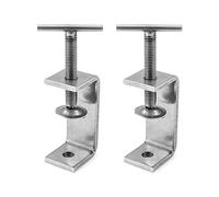 QWORK 2 Pièces Serre Joints C, Pince C Robuste, Acier Inoxydable 304, Pour Travail Bois Bricolage, Soudage, l'Ébénisterie, Couleur Argent, Torsion à La Main, Style 2