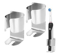 QWORK® 2 Pièces Support brosses à Dents électriques, Support pour brosses à Dents en Acier Inoxydable Autocollant 304, pour Salle de Bain