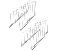 QWORK® 2 pièces support de couvercle de casserole, égouttoir à vaisselle, acier inoxydable, support d'organisateur de cuisine pour assiettes, couvercle de casserole, poêles