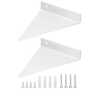QWORK® 2 pièces. Support d'étagère invisible en acier, Capacité de charge de 30 kg, 13x17 cm Blanc