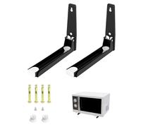 QWORK® 2 pièces support mural pour micro ondes, avec bras télescopiques 230-400mm, noir, pour la plupart des fours à micro-ondes, y compris le matériel de montage