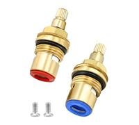 QWORK® 2 Pièces Tête A Disques Céramique, Laiton Cartouches Pour Robinet, Cartouche De Robinet, G1/2 "20 Dents, 1 Paire Chaud Et Froid