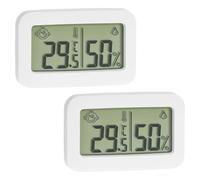 QWORK® 2 Pièces Thermomètre d'intérieur Mini Hygrometer Capteur Humidité Détecteur Humidité avec Écran LCD Clair et Indicateur de Confort d'Air, 34 * 55mm, pour Bureau, Table de Chevet, Couloir