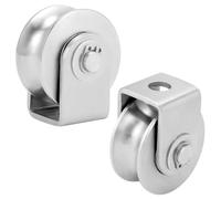 QWORK® 2 Poulies de renvoi en acier inoxydable avec support à souder, 48mm de diamètre - Capacité de charge 250 kg - Adaptée aux portails automatiques et câble en acier jusqu'à 10 mm