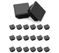 QWORK 20 PCS 30 x 30 mm Bouchons à lamelles pour Tube carré, Embout de Bouchon en Plastique Noir carré pour Tube de Tuyau, Plastique polyéthylène, Bouchons d'extrémité