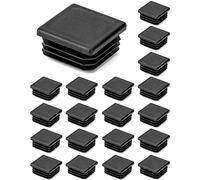 QWORK 20 PCS 35 x 35 mm Bouchons à lamelles pour Tube carré, Embout de Bouchon en Plastique Noir carré pour Tube de Tuyau, Plastique polyéthylène, Bouchons d'extrémité