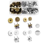 QWORK 20 Pcs Fermoir Bouton Magnétique, 14mm/18mm Bouton Pression Aimanté de Couture pour Bricolage Sacs à Mains Vêtements Vestes Manteaux (Argent & Bronze)
