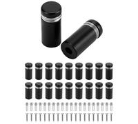 QWORK® 20 pièces 12x25mm publicité vis en acier inoxydable, supports de verre de panneau à montage mural, pour la publicité avec vis, noir