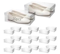QWORK® 20 Pièces Boite Chaussure Transparente, Boîtes de Rangement en Plastique, Boite Chaussure Pliable avec Couvercles, pour Chaussures pour Femmes