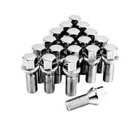 QWORK® 20 Pièces M14x1.5, Boulons de Roue,Diamètre 28 mm, Cône 60°, Compatible Ave Audi BMW, Peugeot, Benz, Citroën, Chromé