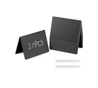 QWORK® 20 Pièces Mini Tableau Craie en Forme de V avec 2 stylos, pour Mariages, Fêtes, Décorations de Table, Babillards Électroniques (100 x 75 mm)