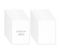 QWORK® 20 Pièces Pochettes Autocollantes, A4 Verticale, Porte-Documents Porte-Brochure en PVC Transparentes
