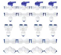 QWORK® 20 Pièces raccord de ligne d'entrée d'eau, raccord de filtre de ligne d'entrée d'eau 1/4", raccord de filtre à eau de type T + Y + I + L