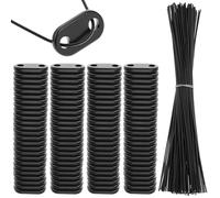 QWORK® 200 Pièces Fixation pour Brise-Vue, 100 Plaquettes de Montage en PVC résistantes aux intempéries et 100 Attaches, pour Jardin, terrasse et Balcon