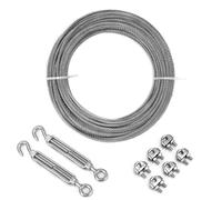 QWORK® 20M Câble en Acier Inoxydable 304, 3 mm Câbles Acier Suspendre Kit avec Tendeur M5, pour Clôtures, Cordes à Linge