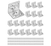 QWORK 20PCS Équerre d'assemblage, raccords d'angle, avec 120pcs vis, 30 x 30 x 38 mm