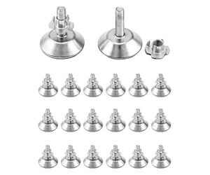 QWORK® 20Pcs Pieds Vérin de Meuble, M8 x 40mm Pieds de Meuble Ajustables avec Écrous à Griffes pour Pieds de Aarmoires, Canapés, Tables et Chaises
