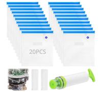 QWORK® 20pcs Sacs de Stockage sous Vide 30x34 cm avec Pompe et 2 Clips d'étanchéité - Rangement pour Filament d'Imprimante 3D, Résistant à l'humidité et Réutilisable