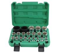 QWORK® 21 Pièces Jeu de Douilles, 8-36mm Cléà Douille, 1/2" Douilles Cannelées, 12 Pans Douilles