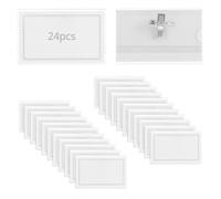 QWORK® 24 Pièces badges nominatifs transparents, badges étanches avec clip, pour conférences, bureaux, salons