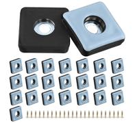 QWORK® 24 Pièces Patins pour Meubles, 25x25mm Carré Coussinets Pieds Meubles avec vis Acier Inoxydable, pour Chaises, Tables, Canapés