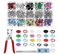 QWORK® 240 Pièces boutons-pression en acier inoxydable, 9,5 mm boutons pressions sans couture avec pince, pour vêtements & projets d'artisanat