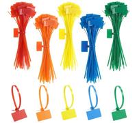 QWORK® 250 Pcs 150 x 3mm Etiquette Cable Electrique Colorées en Plastique pour Bagages et Rxtincteur, 5 Couleurs Disponibles