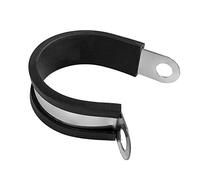 QWORK 25mm P Clips Tuyau Pinces, Caoutchouc Doublé P Clips Tuyau Conduite Pince acier inoxydable, 10 PCS