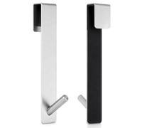 QWORK® 2pcs Crochets de Porte de Douche 17.4cm en Acier Inoxydable - Support Allongé Sans Perçage pour Paroi en Verre Sans Cadre - Crochet de Suspension pour Serviette, Peignoir et Raclette, Argent