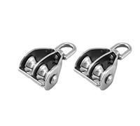QWORK® 2PCS M15 Bloc de Poulie Double en Acier Inoxydable 304, Pivotant Double Poulie de Levage