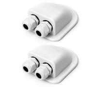 QWORK® 2PCS Passe-Toit IP68 Presse-étoupe Solaire étanche boîtier d'entrée de câble Double résistant aux intempéries, Caravane et Bateau Passe câble en ABS, Blanc