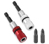 QWORK® 2Pcs Porte-Embouts Magnétique avec Butée de Profondeur, tige hexagonale 1/4", comprend 2 x PH2 Embouts Visseuse a Placo