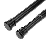QWORK® 2PCS Tringle à Rideaux Télescopique Sans Perçage, Noir, 50-80 cm, Antidérapante & Anti-Rouille, Pour Salle de Bain, Penderie, Fenêtres et Plus