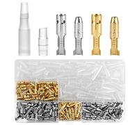 QWORK 3.9mm Laiton Bullet Connecteurs Kit, 400 Pcs Bullet Terminal Connecteur Mâle et Femelle avec Manchons Isolants, Cosse Electrique bullet pour Moto Bateaux