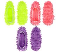 QWORK® 3 paires/6 pièces pantoufles de vadrouille en microfibre, couvre-chaussures de vadrouille polyvalentes pour nettoyer les sols, le nettoyant pour cheveux et plus encore
