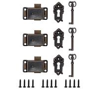 QWORK® 3 pièces antique serrure meubles, serrures rétro avec clés, ensemble de serrure antique, pour boîtes à bijoux, armoires, tiroirs,53 x 26 mm