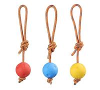 QWORK® 3 Pièces Balles pour Chiens avec Ficelle, Balles pour Chiens 6 cm, Balles de Jeu pour Chiens, Balles Élastiques en Caoutchouc Solide