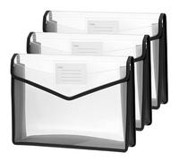 QWORK® 3 pièces pochettes plastiques A4, imperméables enveloppe chemise à bouton pression grande capacité, pour l'école, le bureau et la maison