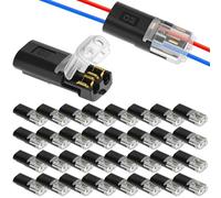QWORK® 30 Pièces Connecteurs de Fil Basse Tension 2 Broches, pour Rallonge de Bande LED 18-22 AWG, Connecteur Électrique Rapide Sans Soudure
