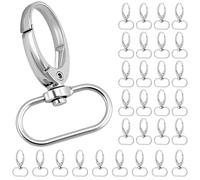 QWORK® 30 Pièces mousqueton pivotant, porte-clés argent avec D-pivotante articulation, pour cordons, sacs et travaux de bricolage