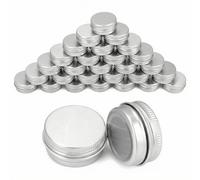 QWORK® 30 Pièces Pots Rond en Aluminium avec Couvercle, Pot Vide Cosmétiques Pot Vide Cosmétiques pour Maquillage, Crème, Baume à Lèvres, Stockage de Voyage (30ml)