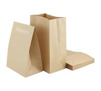 QWORK® 30 Pièces Sacs en Papier Kraft, 30,5 x 20 x 12,5 cm Sacs Cadeaux Marron, pour Mariages, Confiseries et Fêtes