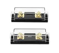 QWORK® 300Amp ANL Fusible plaqué, Jauge 0/2/4 avec porte fusible ANL, Noir, Lot de 2