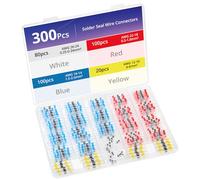 QWORK® 300Pcs Connecteurs de Soudure Étanches en 4 Tailles (26-10 AWG) - Cosses Thermorétractables 3:1, Isolés et Colorés pour Identification Facile, Idéal pour Automobiles et Navires