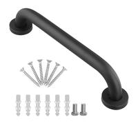QWORK® 30CM Barre d'appui Salle de Bain, Barre de Maintien Acier Inoxydable Noir avec Vis Cachées, pour Salle de Bain, Cuisine, Escaliers